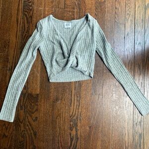 BDG Gray Ribbed Knit Top